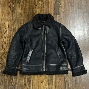Black Faux Shearling Leather Jacket